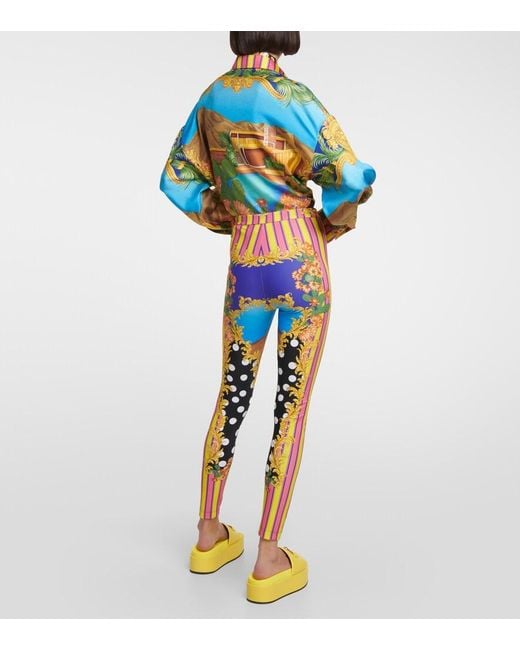 Versace Blue Medusa Palm Springs Leggings