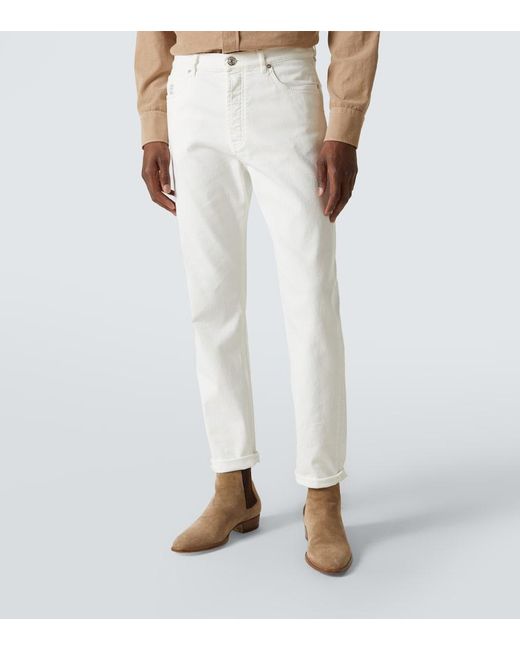 Brunello Cucinelli White High-Rise Slim Jeans for men