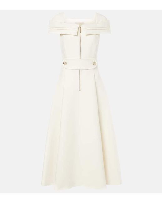 Vestido midi de crepe Elie Saab de color White