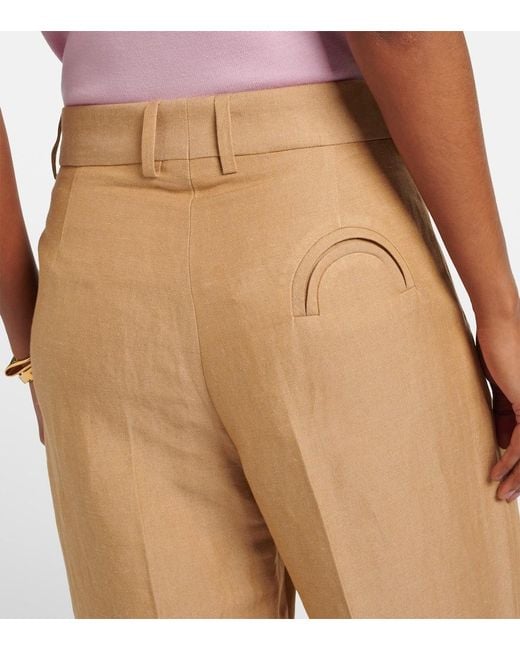 Blazé Milano Natural Fox Linen-Blend Straight Pants