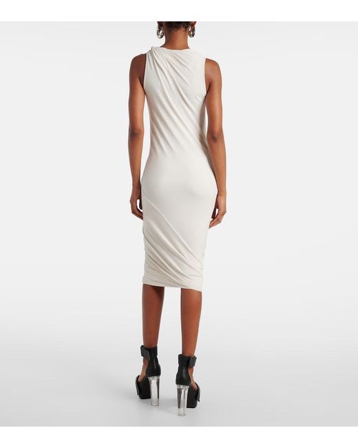 Rick Owens White Lilies Luna Gathered Midi Dress