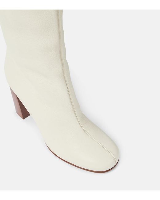 Khaite White Willow Leather Knee-High Boots