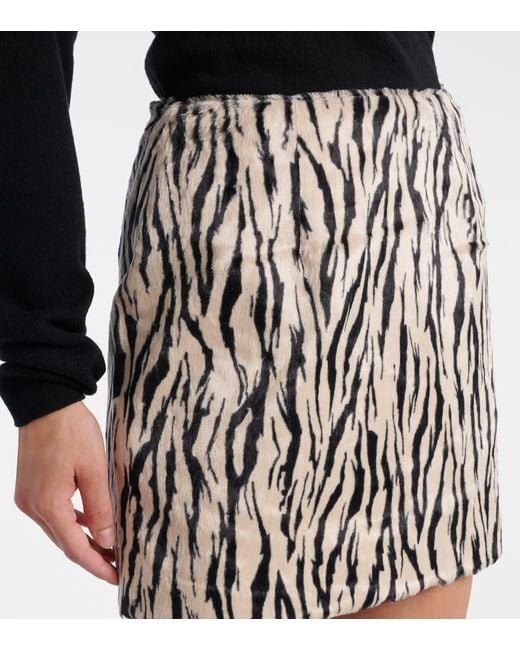 ROTATE BIRGER CHRISTENSEN White Printed Faux Fur Miniskirt