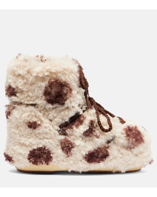 Moon Boot Natural Icon Cow-Print Snow Boots