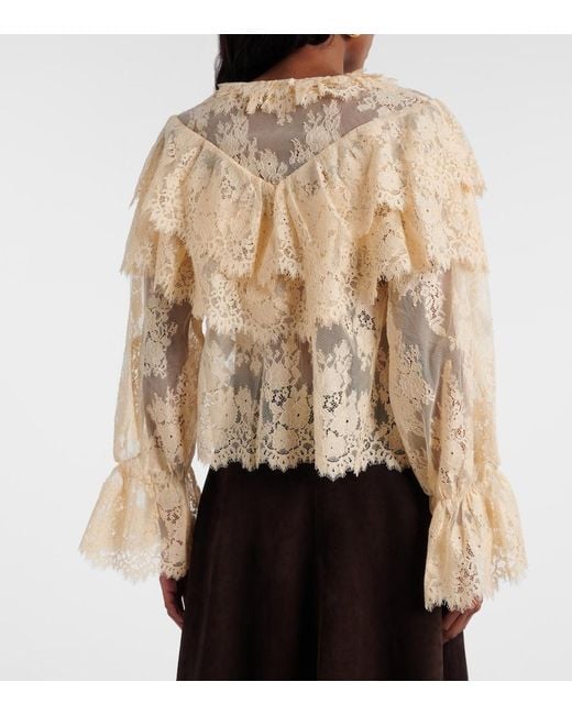 Rixo Natural Faryn Ruffled Lace Blouse