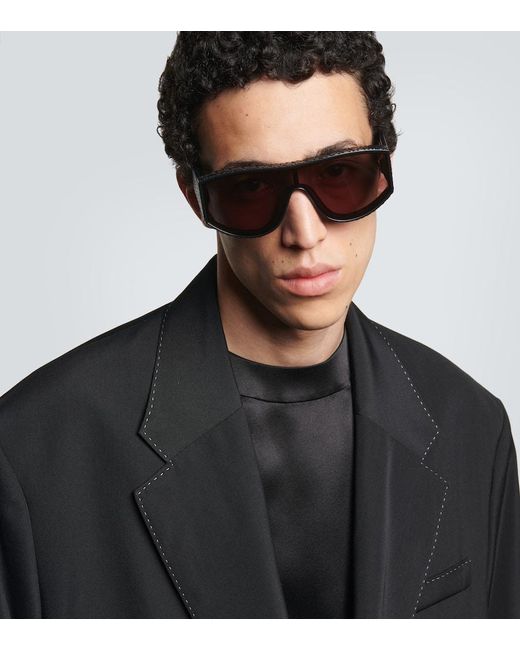 Fendi Lab Embossed Shield Sunglasses in Gray for Men Lyst