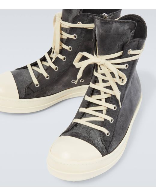 Rick Owens Brown High-top Leather Sneakers for men