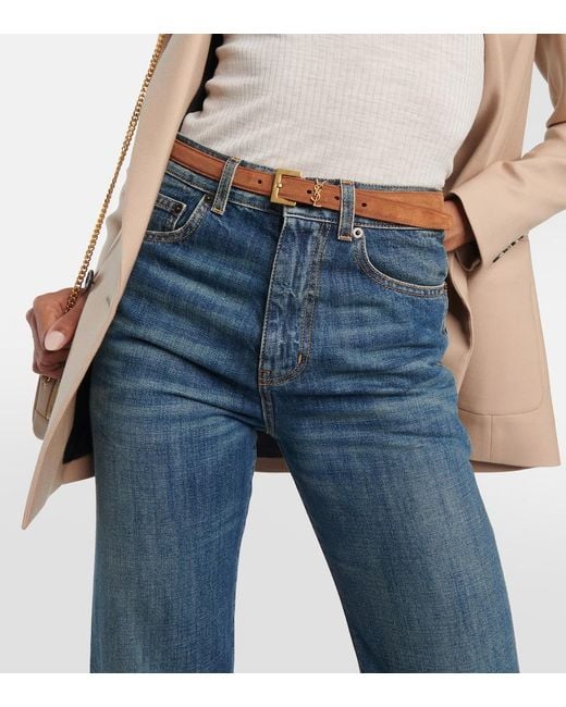 Saint Laurent Brown Cassandre 20 Suede Belt