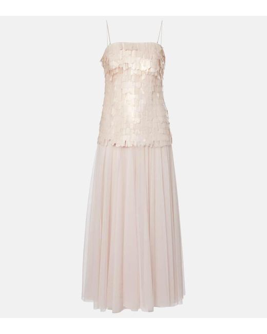 Abito Lungo Maxine Con Paillettes di Jonathan Simkhai in Natural