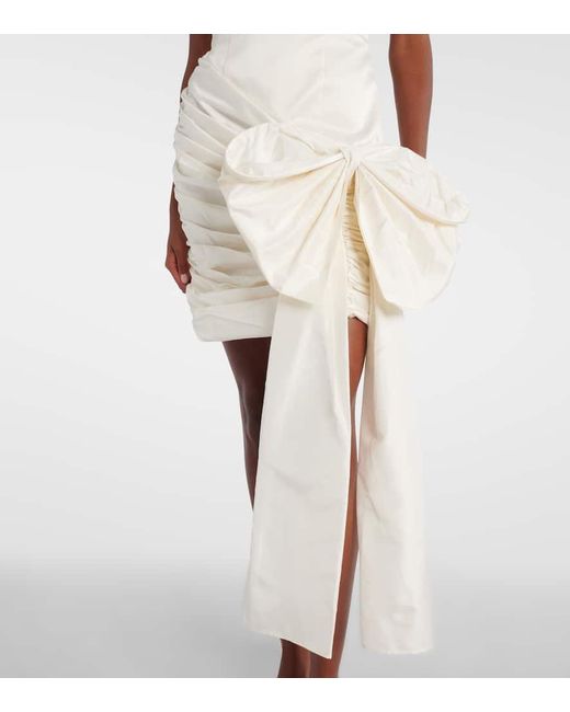 ROTATE BIRGER CHRISTENSEN White Bow-Detail Halterneck Satin Minidress