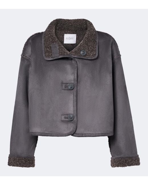 Velvet Gray Esme Teddy-Lined Cropped Jacket