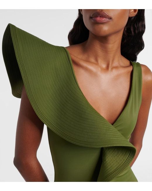Johanna Ortiz Green Ruffled Swimsuit