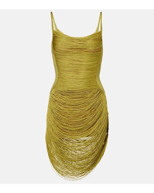 The Attico Green Fringed Minidress