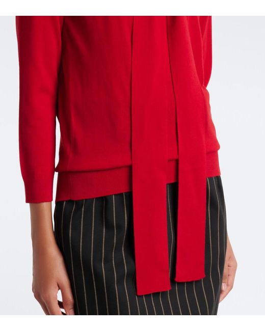 Dolce & Gabbana Red Bow-Detail Virgin Wool Sweater