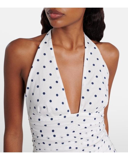 Posse White Edie Polka-Dot Halterneck Top