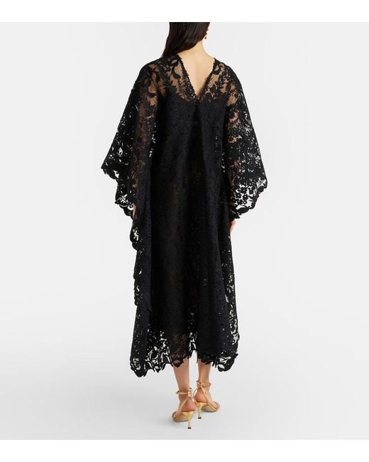 Oscar de la Renta Black Guipure Lace Kaftan