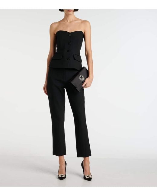 Veronica Beard Black Arlette Peplum Corset Top