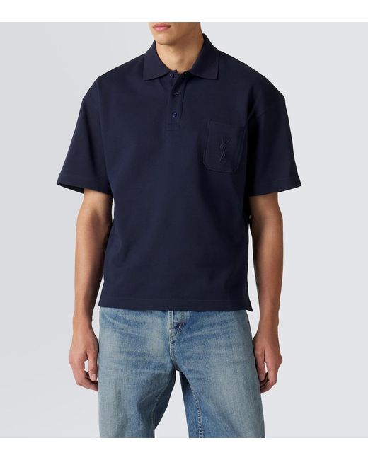 Polo Cassandre De Algodon Saint Laurent de hombre de color Blue