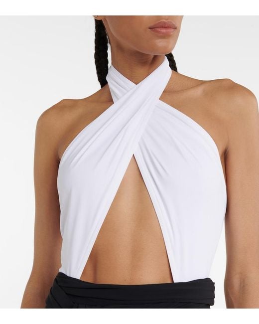 Karla Colletto White Cutout Halterneck Swimsuit