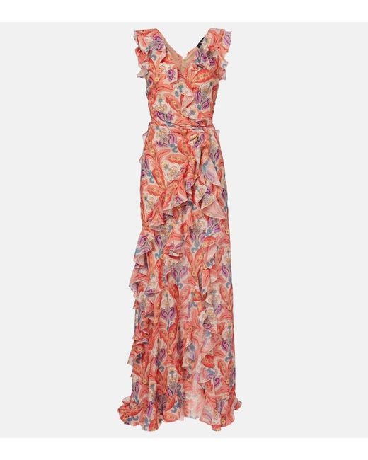 Abito Lungo Con Stampa Paisley di Etro in Red