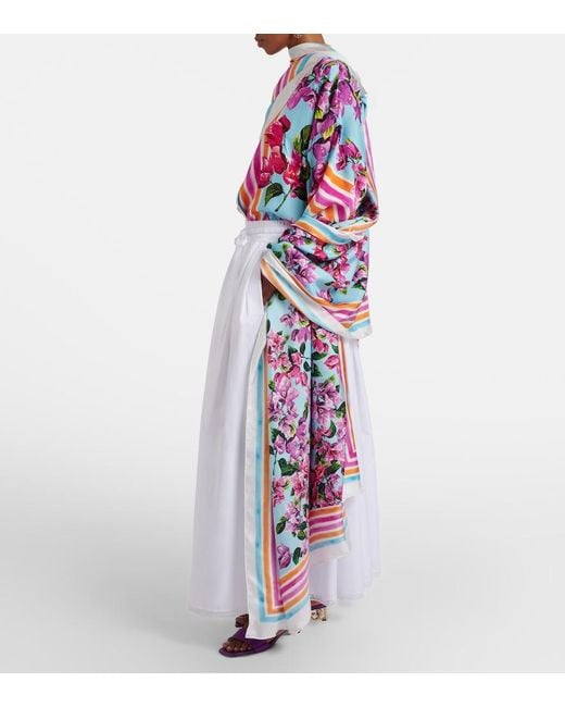 Dolce & Gabbana White Floral Scarf