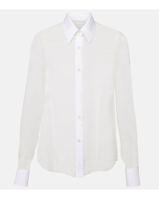 Dries Van Noten White Silk And Cotton Shirt