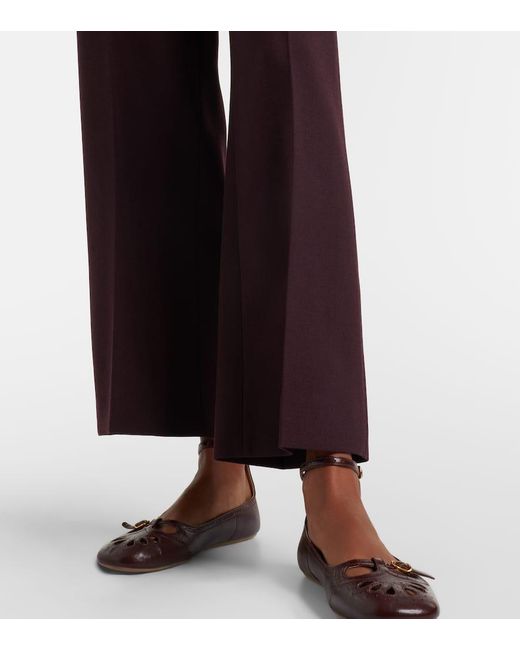 Chloé Purple Weite High-Rise-Hose Aus Schurwolle