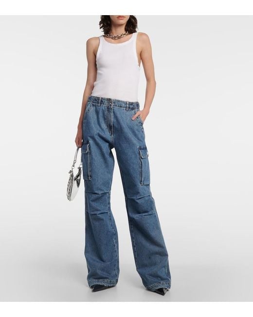 Coperni Blue Wide-Leg Denim Cargo Pants