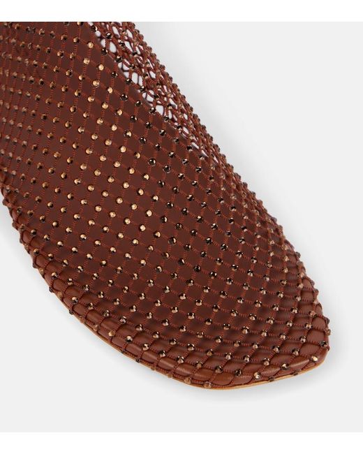 Christopher Esber Brown Minette Crystal-Embellished Mesh Flats