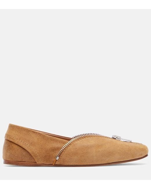 J.W. Anderson Brown Biker Suede Ballet Flats