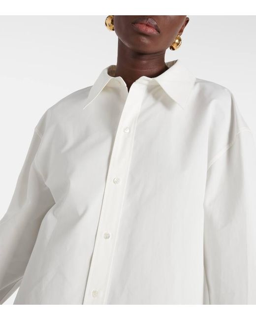 Camicia oversize in popeline di cotone di Saint Laurent in White