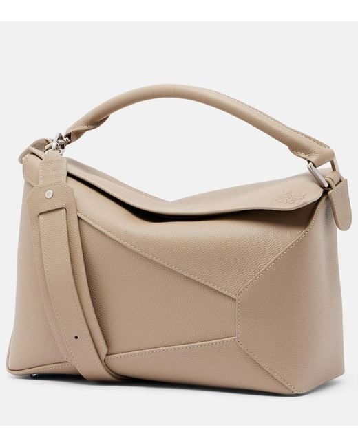 Loewe White Puzzle Edge Medium Leather Top-Handle Bag