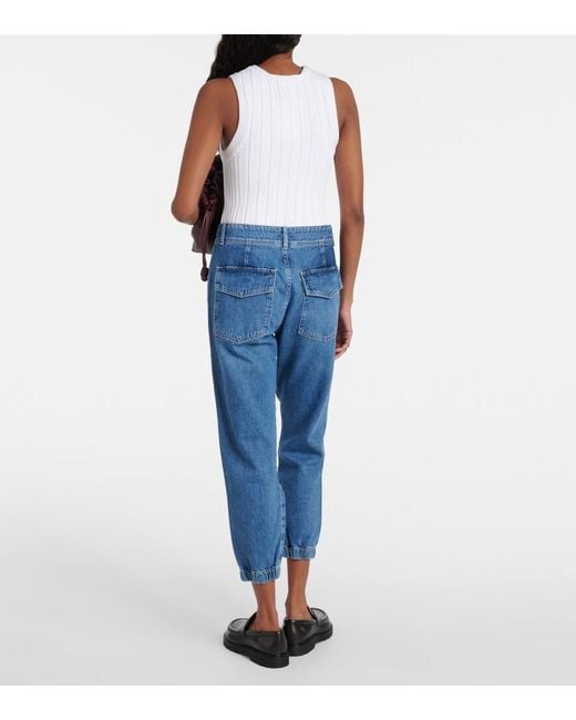 Citizens of Humanity Blue Agni Mid-Rise Twill Tapered Pants