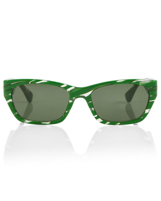 Bottega Veneta Rectangular Acetate Sunglasses in Green | Lyst