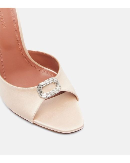 AMINA MUADDI Pink Mini Camelia Embellished Satin Mules