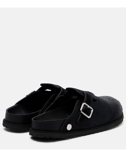 Birkenstock Black Boston Calf Hair Clogs