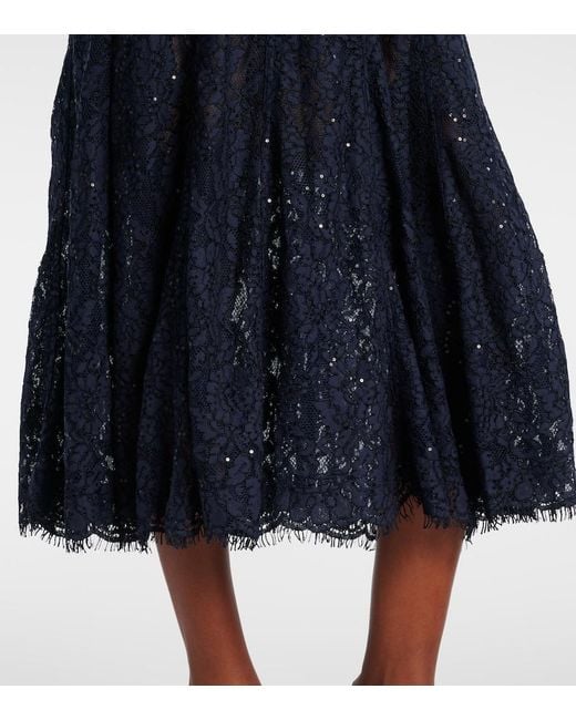 Self-Portrait Blue Embellished Lace Midi Dress