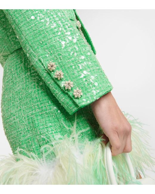 Self-Portrait Green Sequined Boucle Jacket