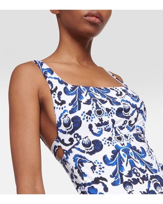 Emilia Wickstead Blue Ana Printed Swimsuit