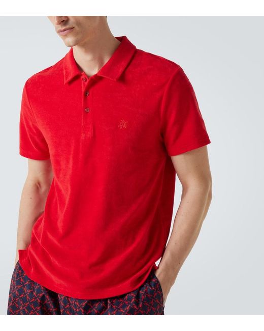 Vilebrequin Red Cotton-Blend Terry Polo Shirt for men