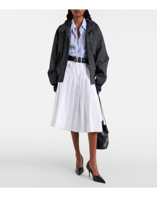 Prada Black Checked Hooded Virgin Wool Jacket