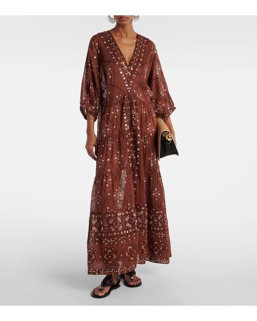 Juliet Dunn Red Bedrucktes Maxikleid Aus Baumwolle