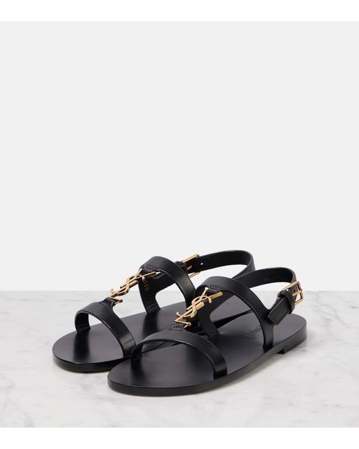 Saint Laurent Black Cassandre Sandals
