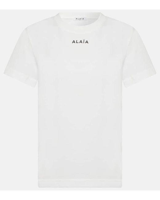 Alaïa White Logo Cotton Jersey T-shirt