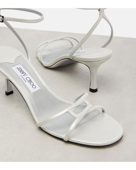 Jimmy Choo White Leo 65 Leather Sandals