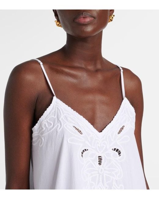 Vestido Midi De Popelin De Algodon Bordado Juliet Dunn de color White