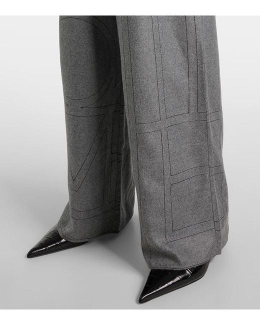 Totême  Gray Pyjama-Hose Monogram Aus Flanell