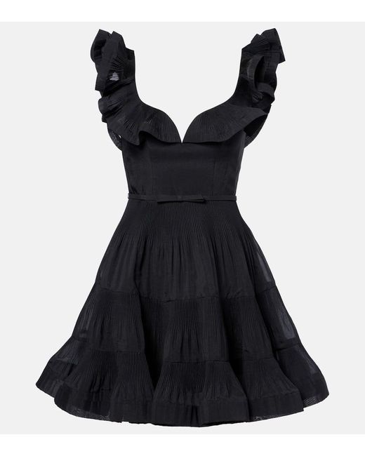 Abito Corto Con Plisse E Volant di Zimmermann in Black