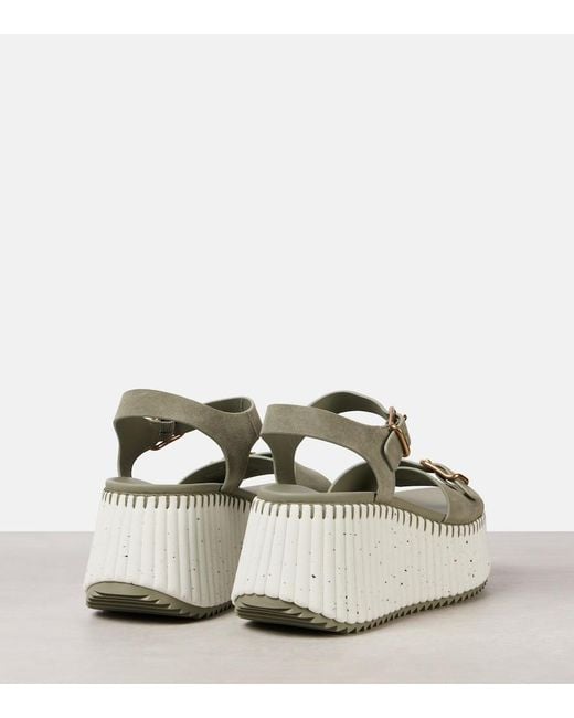 Chloé Metallic Nama Suede Platform Sandals