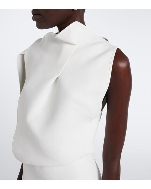 Maticevski White Prosper Asymmetric Draped Midi Dress